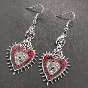 Red heart earrings for woman